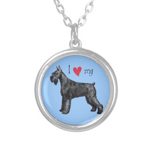 I Love my Giant Schnauzer Silver Plated Necklace