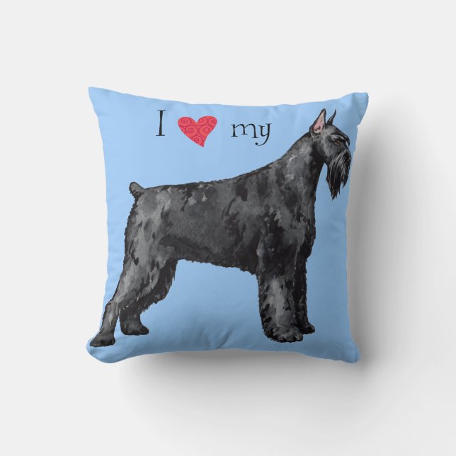 I Love my Giant Schnauzer Throw Pillow (Front)