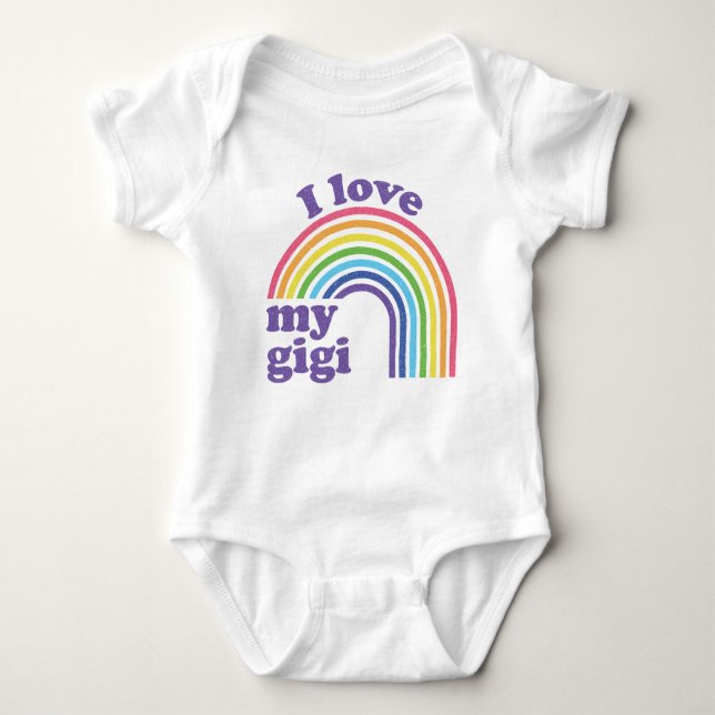 I Love My Gigi - Cute Rainbow  Baby Bodysuit (Front)
