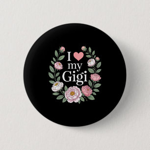 I love my gigi floral heart grandma button