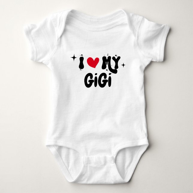 I Love My GiGi Retro Stars Customizable Newborn Baby Bodysuit (Front)