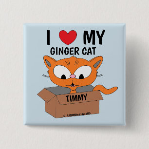 "I Love My Ginger Cat" Personalized Button