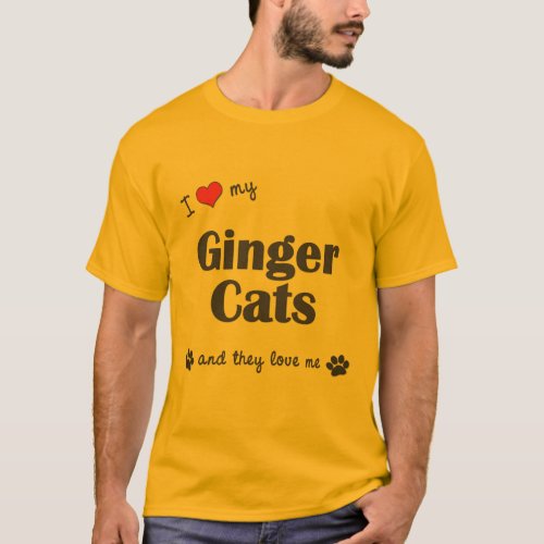 I Love My Ginger Cats Multiple Cats T_Shirt