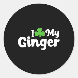 I Love My Ginger Redhead Shamrock St Patricks Day  Classic Round Sticker