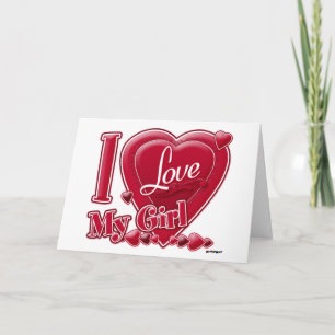 I Love My Girl red - heart Holiday Card