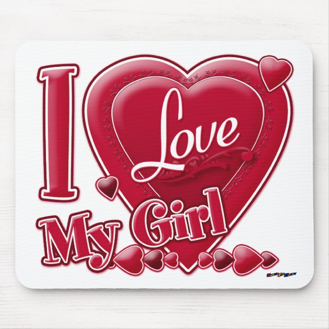 I Love My Girl red - heart Mouse Pad (Front)