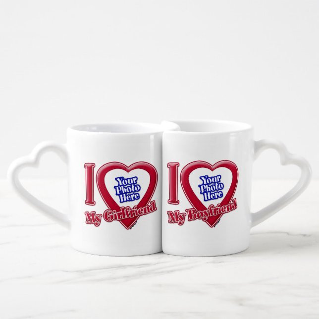 I Love My Girlfriend And Boyfriend Photo Red Heart Coffee Mug Set (Front Nesting)