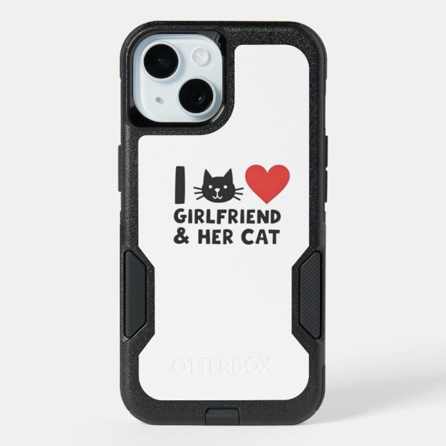 I Love My Girlfriend and Her Cat" Cat Head iPhone  (Back)