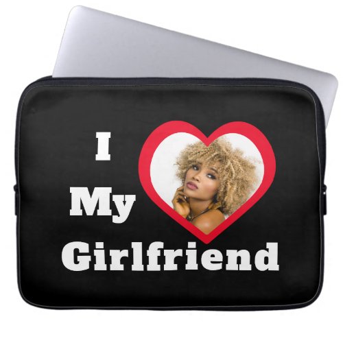 I Love My Girlfriend Bae Personalized Custom Photo Laptop Sleeve