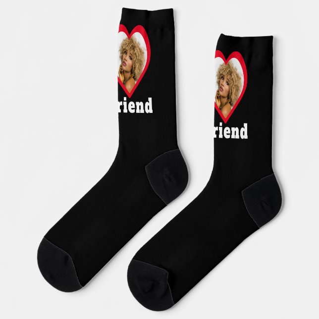 I Love My Girlfriend Bae Personalized Custom Photo Socks (Left)