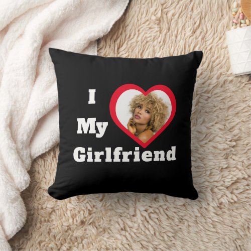 I Love My Girlfriend Bae Personalized Custom Photo Throw Pillow