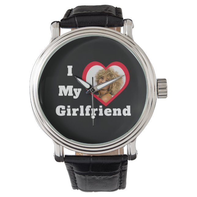 I Love My Girlfriend Bae Personalized Custom Photo Watch (Front)
