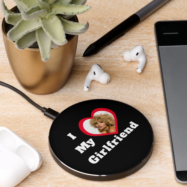 I Love My Girlfriend Bae Personalized Custom Photo Wireless Charger (Desk 2)