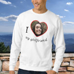 I Love My Girlfriend Boyfriend Custom Photo Text Sweatshirt<br><div class="desc">Upload a photo, customize the text, and easily create your personalized sweatshirt. For best photo crop results, please use a square photo, or 4:3 photo ratio. Click EDIT to change the text color. You can TRANSFER this DESIGN on other Zazzle products and adjust it to fit most of the Zazzle...</div>