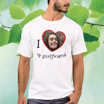 I Love My Girlfriend Boyfriend Custom Photo Text T-Shirt<br><div class="desc">Upload a photo, and easily create your personalized t-shirt. Click EDIT USING DESIGN TOOL to change the text color. You can TRANSFER this DESIGN on other Zazzle products and adjust it to fit most of the Zazzle items. Standard Studio designs are made in high-resolution vector graphics for a professional print....</div>