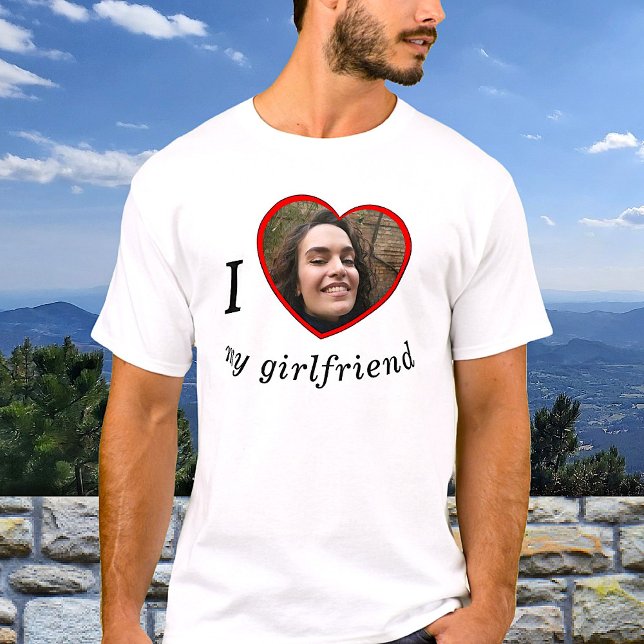 I Love My Girlfriend Boyfriend Custom Photo Text T-Shirt (Creator Uploaded)