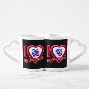 I Love My Girlfriend Boyfriend Photo Red Heart Bla Coffee Mug Set