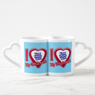 I Love My Girlfriend Boyfriend Photo Red Heart Tur Coffee Mug Set