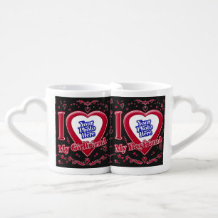 I Love My Girlfriend Boyfriend Photo Red Hearts Bl Coffee Mug Set