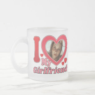 I Love My Girlfriend Boyfriend Wife Husband Photo Frosted Glass Coffee Mug
