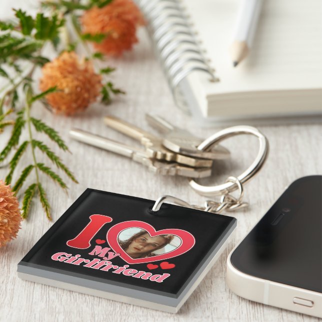 I Love My Girlfriend Boyfriend Wife Husband Photo Keychain (Front Right)
