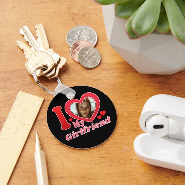 I Love My Girlfriend Boyfriend Wife Husband Photo Keychain (Desk)