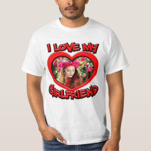 I Love my Girlfriend Bubble Red Heart Photo T-Shirt