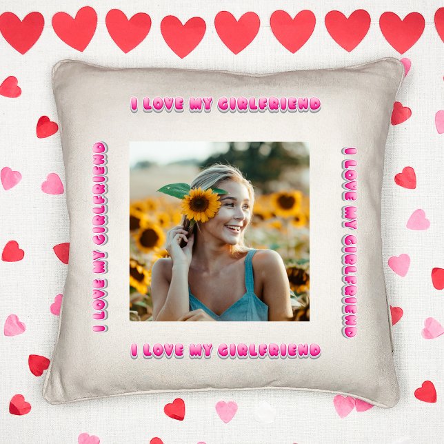 I Love My Girlfriend Bubble Valentines Day Gift Throw Pillow (Creator Uploaded)