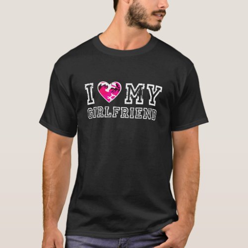 I Love My Girlfriend Camo Heart GF Valentines Day T_Shirt