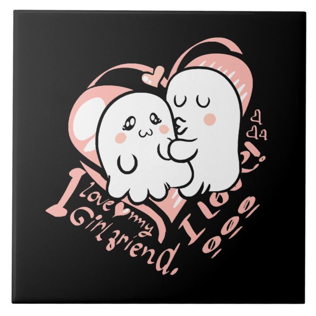 i love my girlfriend ceramic tile (Front)