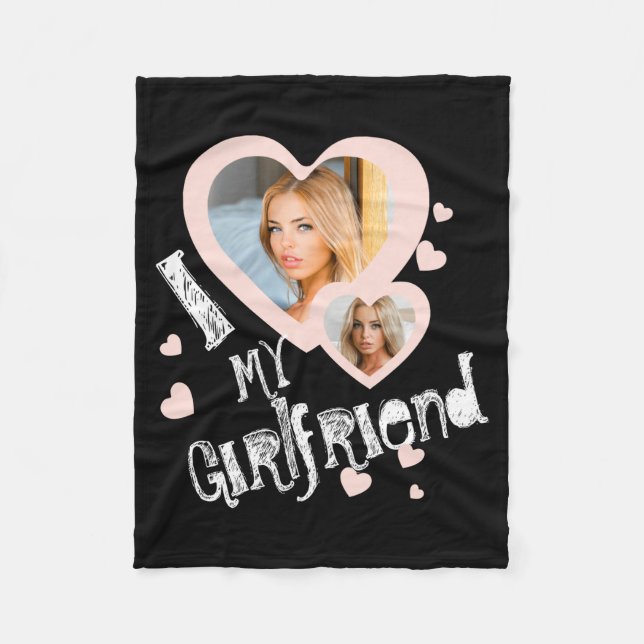 I Love My Girlfriend Chalkboard Doodles Black Cute Fleece Blanket (Front)