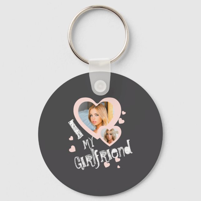 I Love My Girlfriend Chalkboard Doodles Black Cute Keychain (Front)