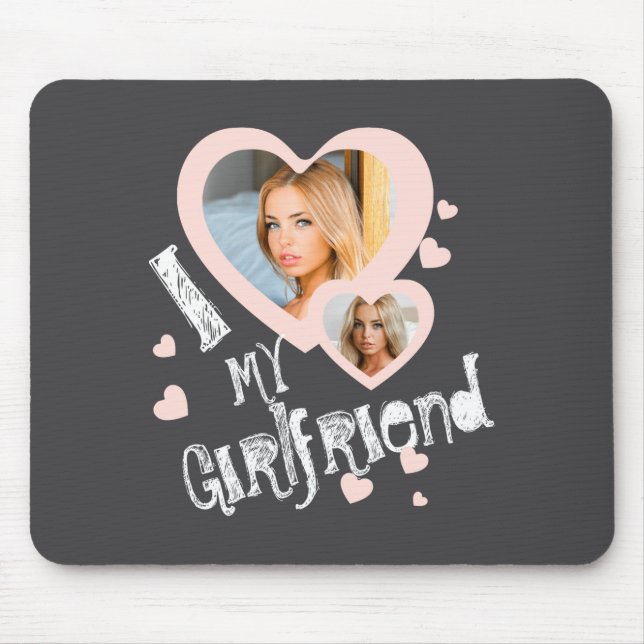 I Love My Girlfriend Chalkboard Doodles Black Cute Mouse Pad (Front)