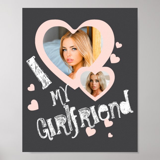 I Love My Girlfriend Chalkboard Doodles Black Cute Poster (Front)