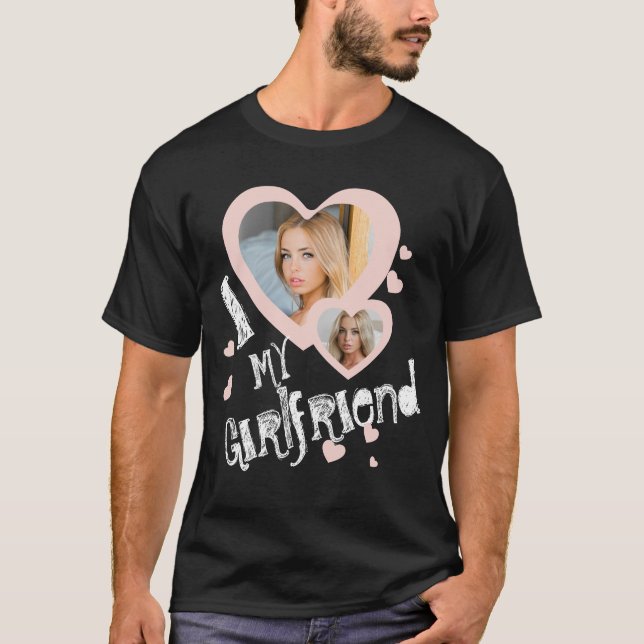 I love my Girlfriend Chalkboard Doodles Black Cute T-Shirt (Front)
