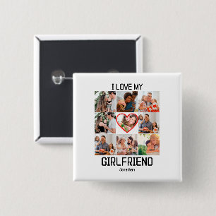 I love My Girlfriend Custom 9 Photo Collage Button