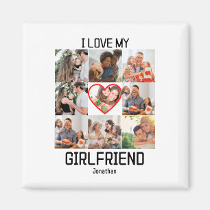 I love My Girlfriend Custom 9 Photo Collage Magnet