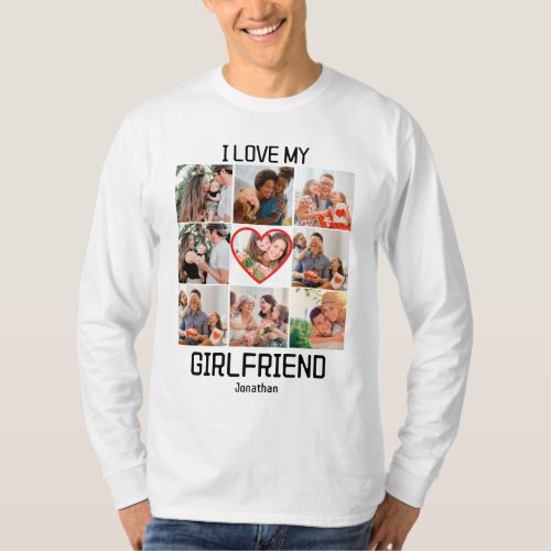 I love My Girlfriend Custom 9 Photo Collage T_Shirt