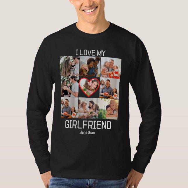I love My Girlfriend Custom 9 Photo Collage T-Shirt (Front)
