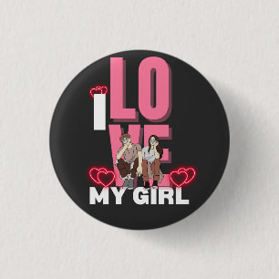 I Love My Girlfriend Custom black i luv 1 button