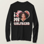 I Love My Girlfriend Custom Black Long Sleeve T-Shirt<br><div class="desc">Cute retro font that says " I Love My GIRLFRIEND"  - upload a photo for inside the heart (best to crop before upload). Retro colors can be changed in "Edit using Design Tool" section. Part of a Collection including totes,  pillow,  notebooks and more!  ©Marisu Valencia</div>