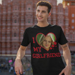 I Love My Girlfriend Custom Black T-Shirt<br><div class="desc">The perfect gift! I Love My Girlfriend shirt with great varsity college font style. Personalize with your special photo! Super fun to give and to get!!</div>