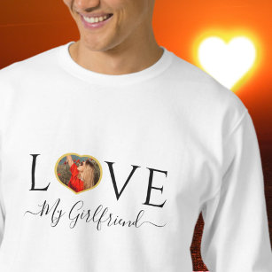 I love my girlfriend custom heart photo Faux gold  T-Shirt