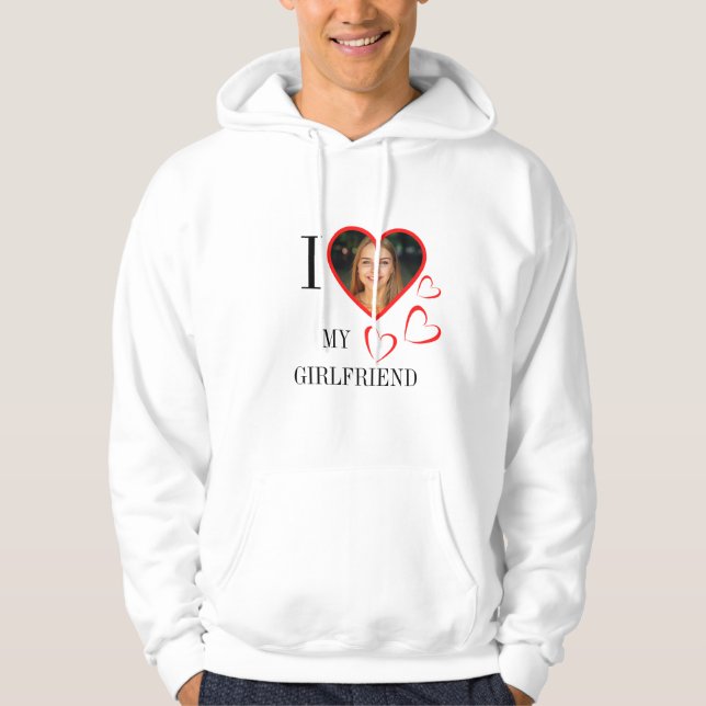  I Love My Girlfriend Custom Heart Your Photo  Hoodie (Front)