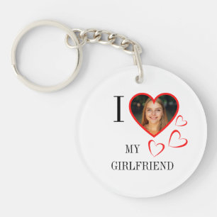 I Love My Girlfriend Custom Heart Your Photo Keychain