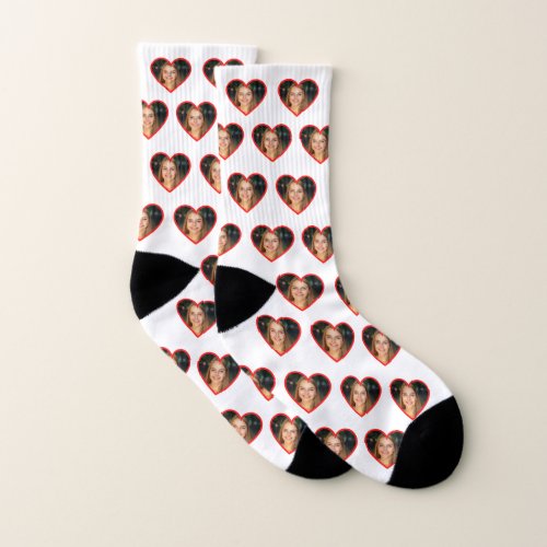 I Love My Girlfriend Custom Heart Your Photo Socks