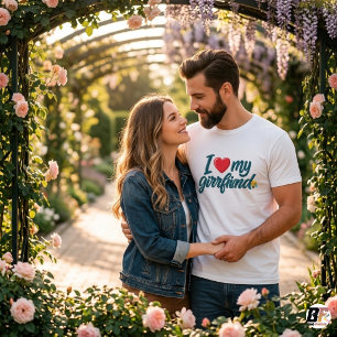 I Love My Girlfriend Custom Minimalist Gifts T-Shirt