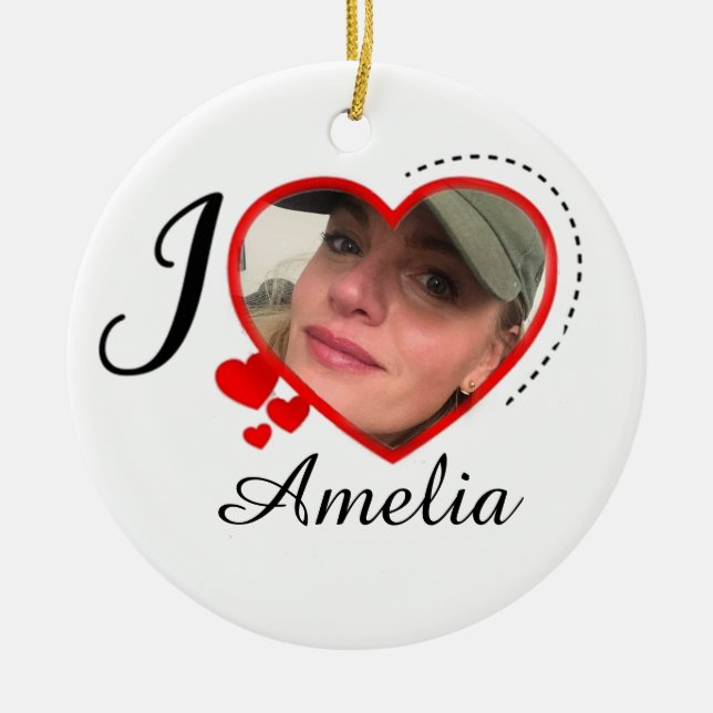 I Love My Girlfriend Custom Personalized Ceramic Ornament (Front)
