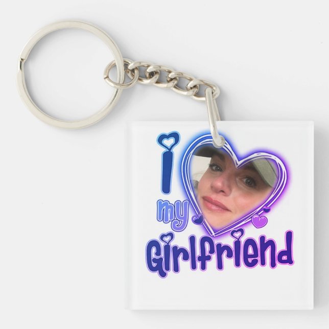 I Love My Girlfriend Custom Personalized Keychain (Front)