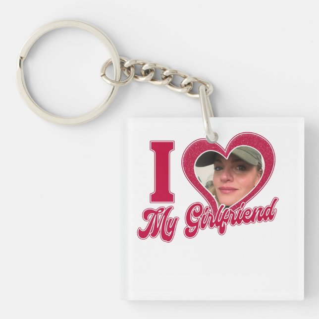 I Love My Girlfriend Custom Personalized Keychain (Front)